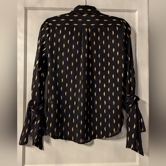 Banana Republic Black And Gold Sheer Blouse - Picture 4 of 7